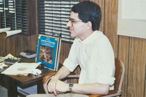 Adam Alonzo ready to play Pachelbel's Canon from LP during WDPR's first pledge drive